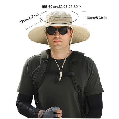Ultimate Sun Protection: 2-in-1 Solar Fan Sun Hat with USB Rechargeable Breathable Waterproof Wide Brim for Men
